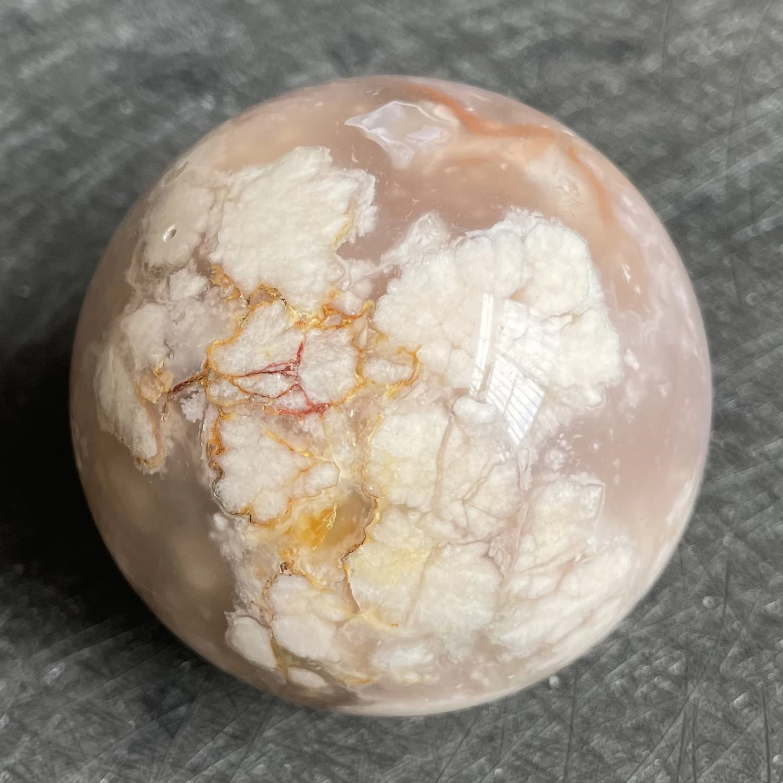 200g Natural Crystal Ball Sakura Agate Sphere Rock Decoration Rough Polished Quartz Stone Healing