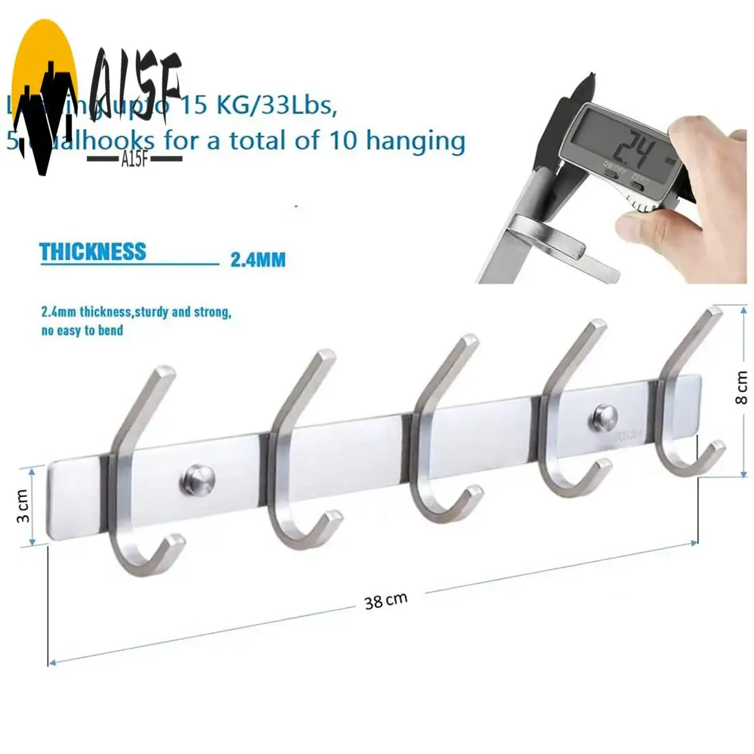 

A15F-2Pcs Coat Racks For Wall - Stainless Steel Coat Hooks - Heavy Duty Coat Hooks Wall Mounted - Wall Hanger Wall Hooks