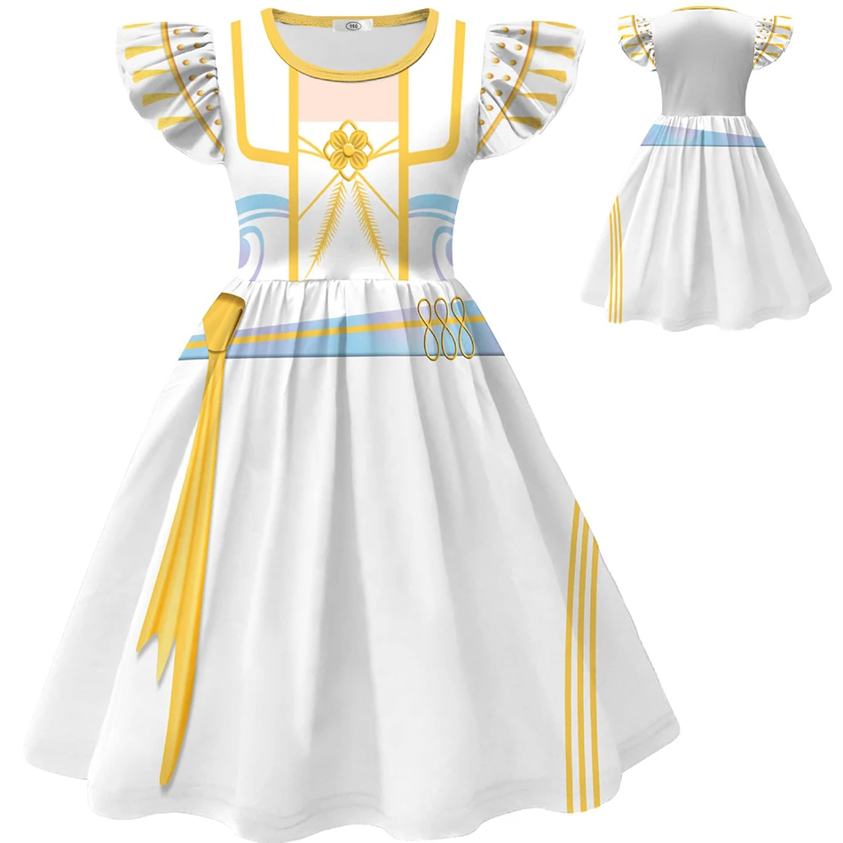 

Детский карнавальный костюм «Охотник за ведьма», платье принцессы из молочного шелка с развевающимися рукавами для девочек, детское праздничное платье Kpop для вечеринки, сценического выступления