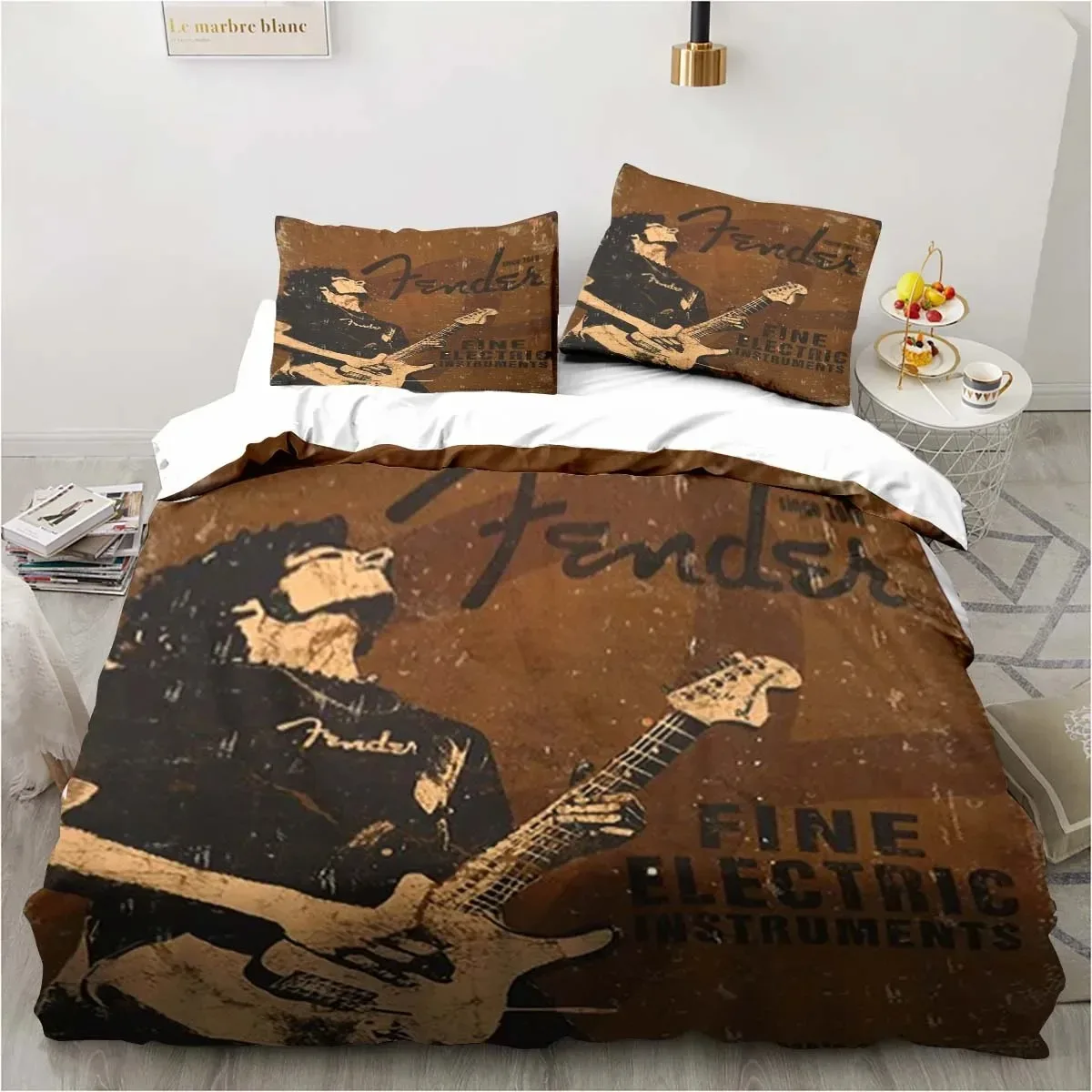 

3 Piece Comforter Fender Bedding Music Twin Bedding Guitar Set Set Bed Duvet Cover Double King Cover Home Textile