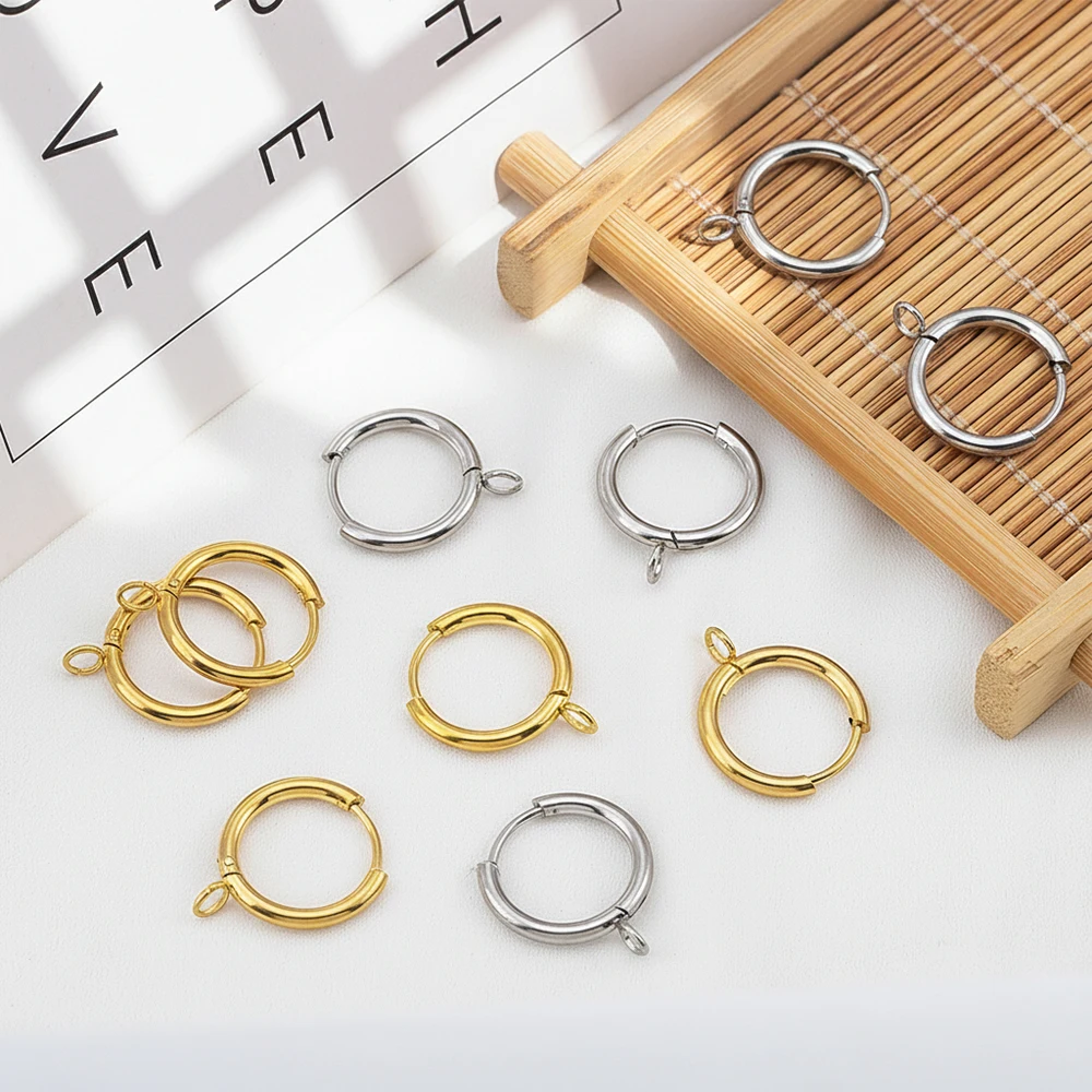 2pcs 10pcs Stainless Steel Earrings Accessories Base Earring Hook With Hole Women French Earring Settings for DIY Jewelry Making view 3