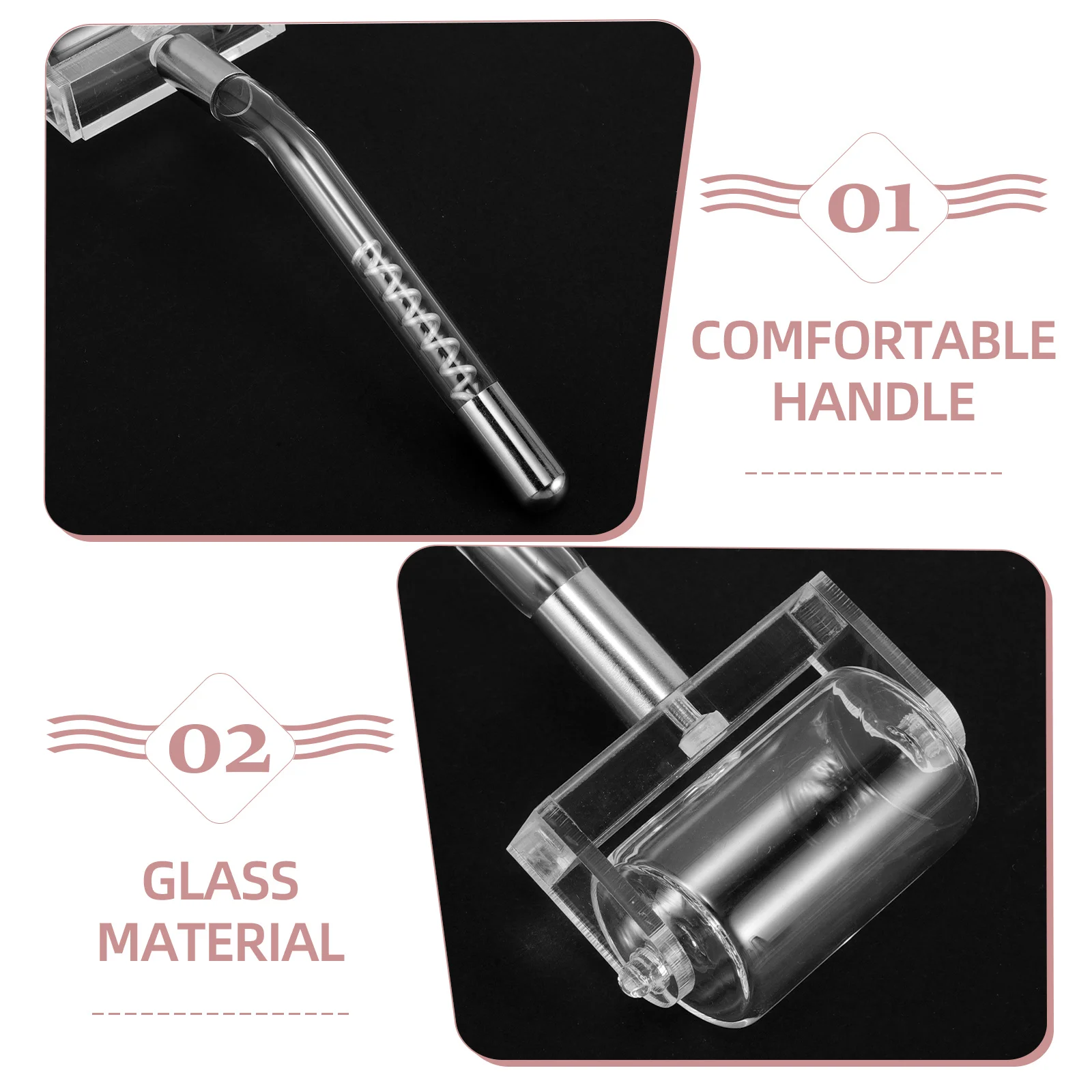 Red Light Glass Roller High Frequency Attachment for Facial Beauty Device - Multi-Functional Massage Tool for Skin Lifting and