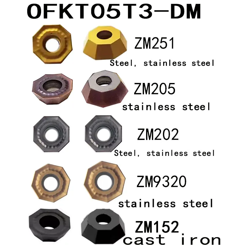 

10pcs OFKT05T3-DM OFKT 05T3 DM Indexable CNC Carbide Insert Octagonal Milling Insert For steel、Stainless steel、cast iron