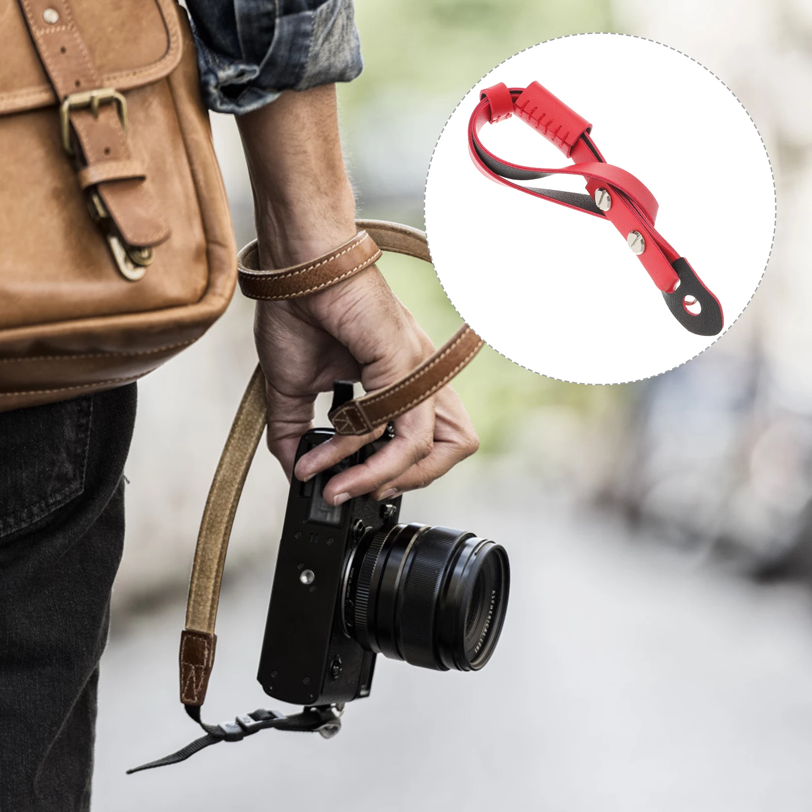 

2Pcs Camera Wrist Strap Cowhide Digital Red Belt Durable Simple Long Comfortable Safety Straps Accessories