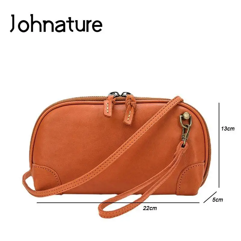 Johnature Simple Genuine Leather Women Small Bag Leisure Natural Soft Cowhide Solid Color Versatile Shoulder & Crossbody Bags