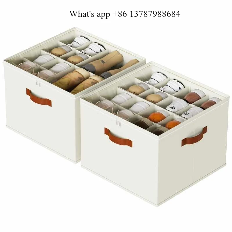 Foldable Multi-functional Shoe Storage Box, Fabric Shoe Box with Lid, Separate Finishing Box, Clothing Storage Box.
