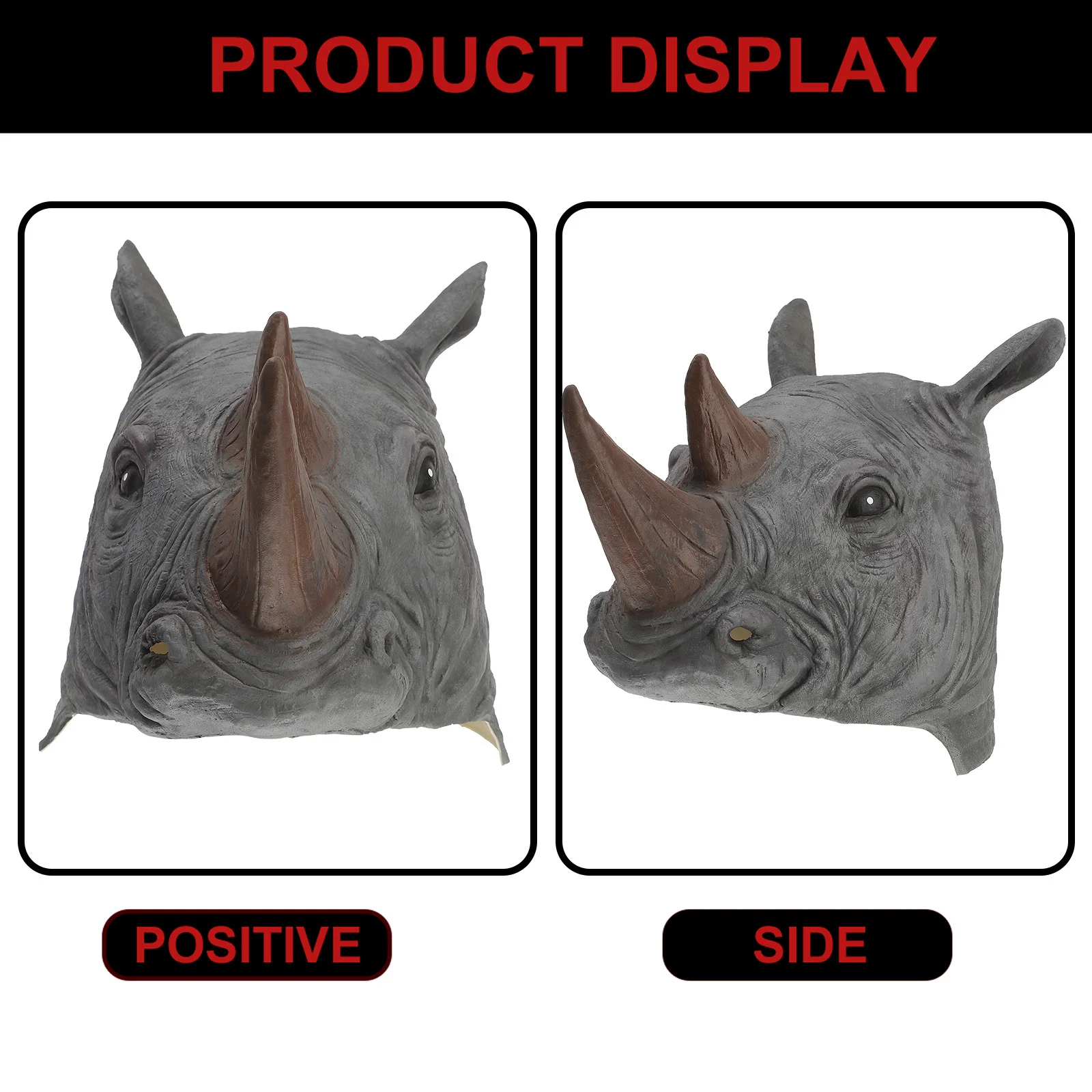 Maschera per la testa di animale in lattice spaventoso rinoceronte cosplay costume di Halloween leggero abbigliamento da festa puntello per foto per adulti bambini trucco