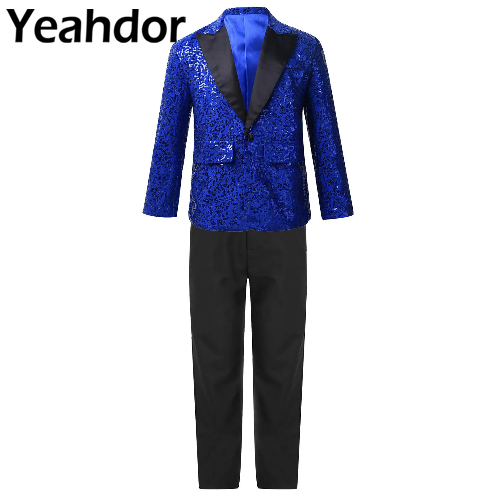 

Kids Boys Formal Dress Outfits Teens Gentleman Sequins Tuxedo Blazer Boy's Wedding Suits for Banquet Birthday Party Performance