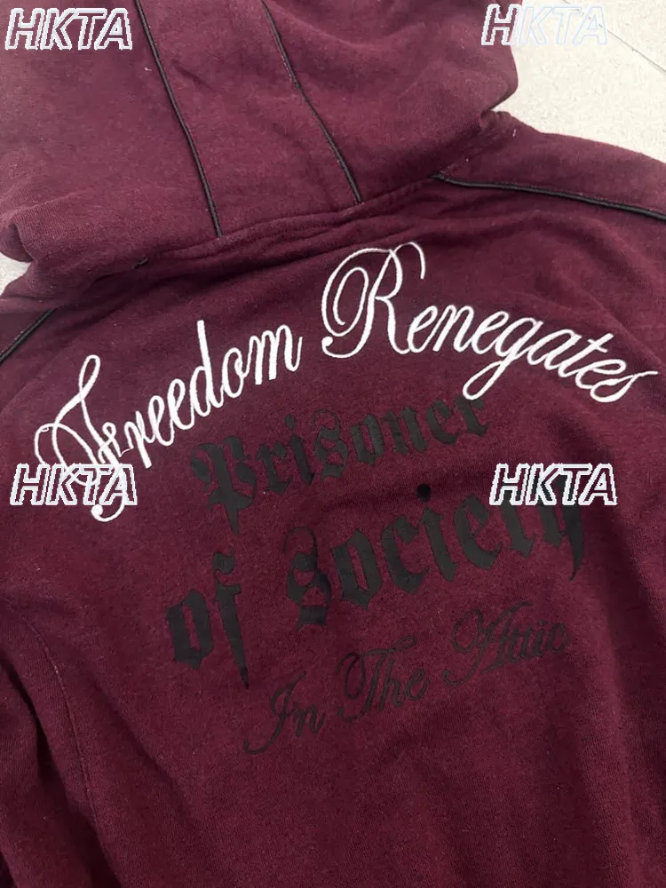 Bluza z kapturem w stylu gotyckim Y2K z haftem, kurtka damska, nowość na jesień i zimę 2025, vintage punk, luźny, casualowy płaszcz damski