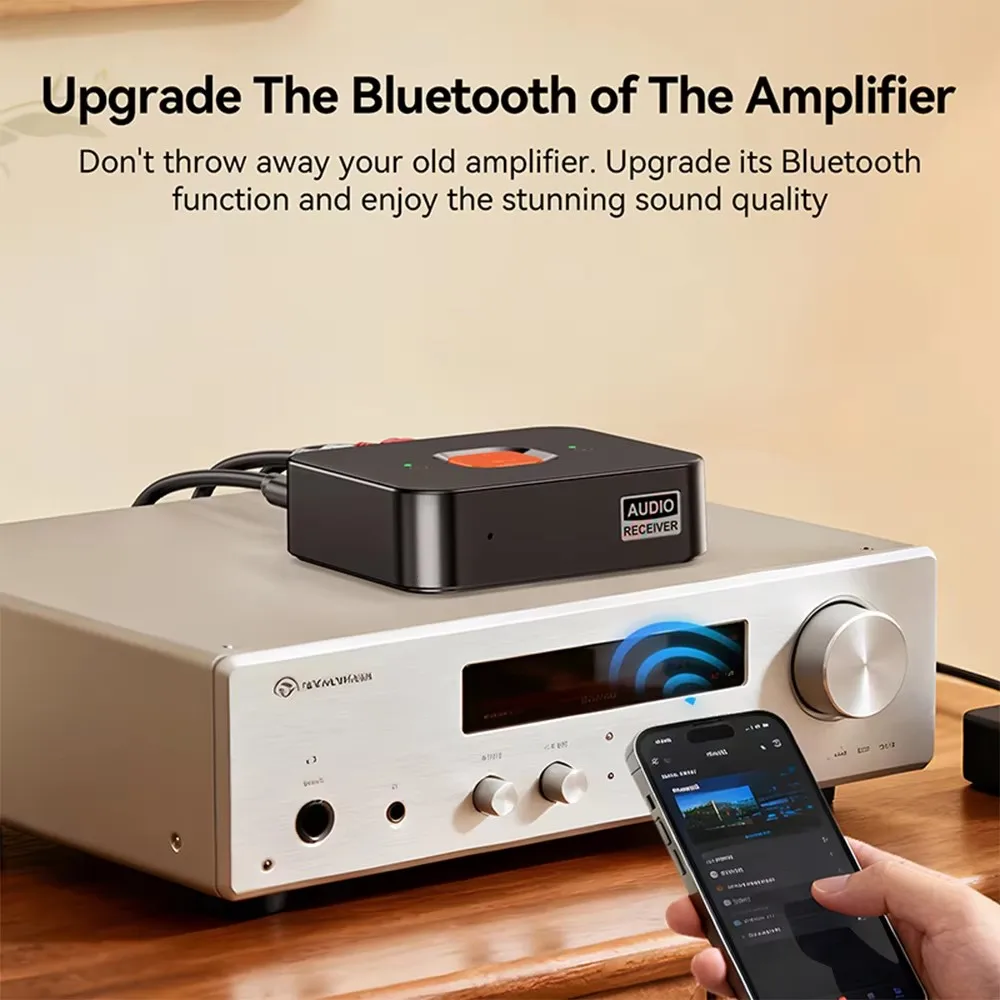 Bluetooth 6.0 Receiver 3.5mm AUX Jack RCA Wireless Adapter Built-in Mic Stereo Music Wireless Adapter For Home speaker/amplifier