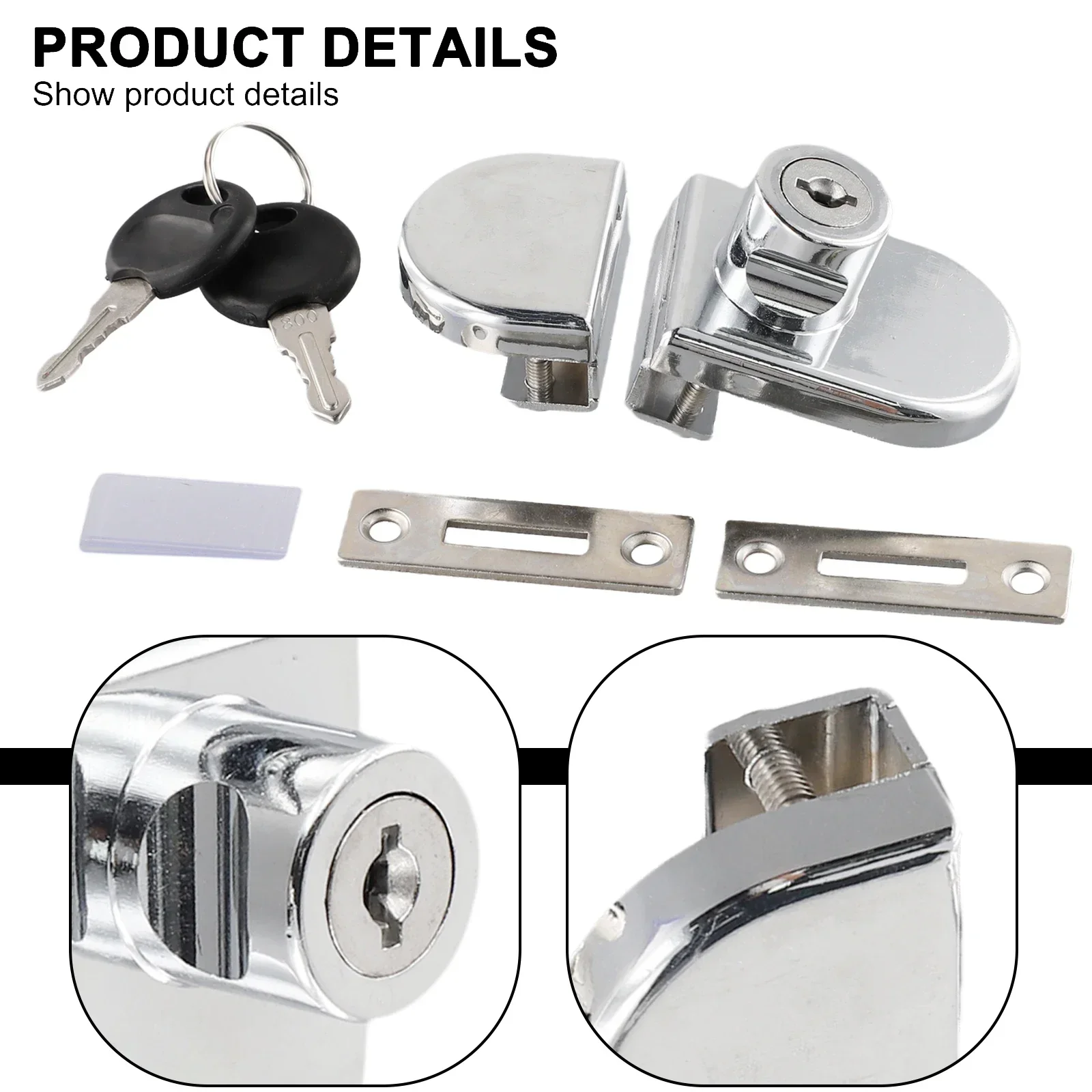 

Glass Door Lock For 5-8mm Thick Glass Cabinet Cabinets Display Double Door Hardware No Drilling Practical Punch-free