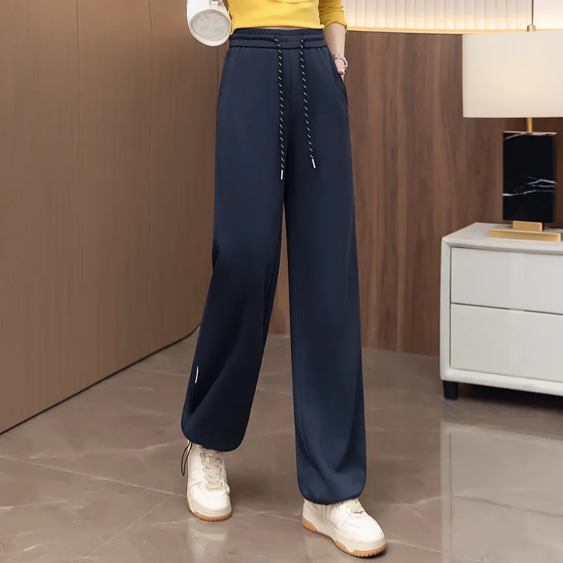 Elastic Waist Casual Yellow Sweatpants for Women Spring and Autumn Loose New High Waist Slimming Embroidered Jogger Pants