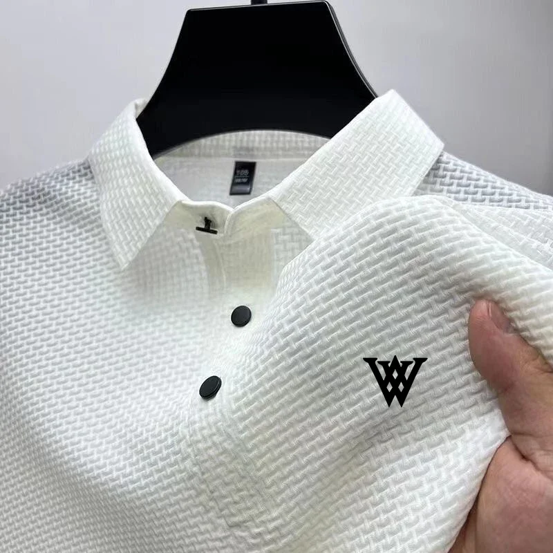 W. Kaos Polo pria lengan pendek, atasan bisnis kasual menyerap keringat, keren dan bersirkulasi udara, kaus Polo lengan pendek baru musim panas