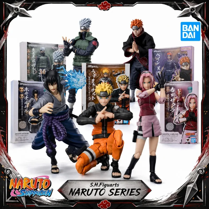 Figuras de Acción Originales Bandai SHF de Naruto Shippuden: Uzumaki Naruto, Sasuke, Kakashi, Sakura, Pain, Tendo
