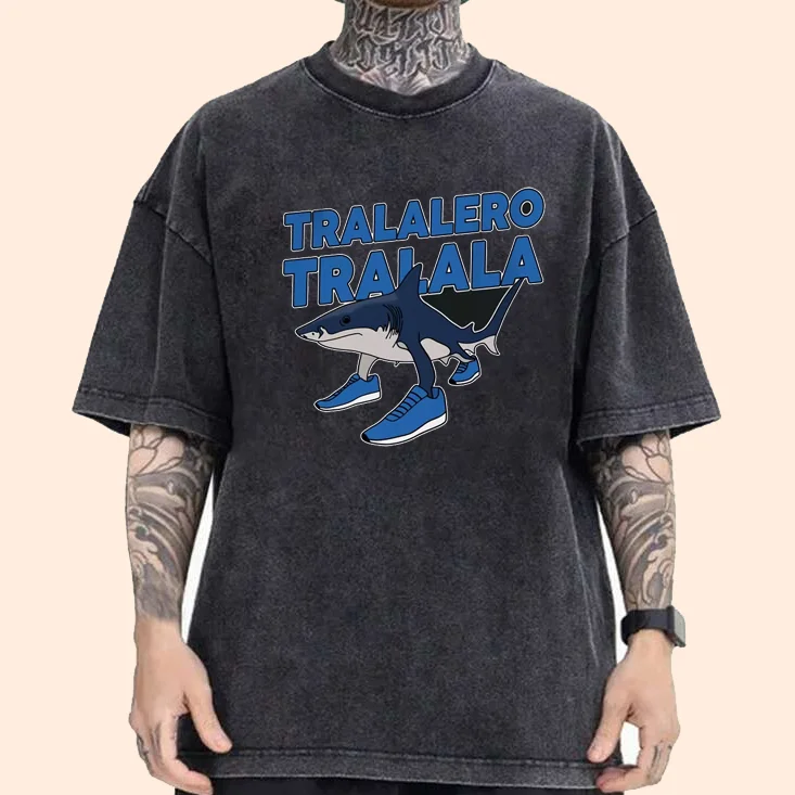 

Tralalero Tralala Men's T-shirts Funny Shark Meme T-shirt Fashion Gothic Vintage Male Casual Humor Oversized Harajuku T Shirt