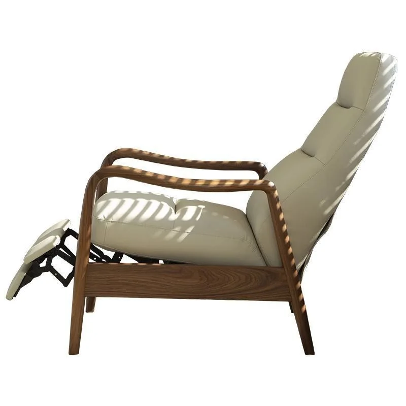

Black walnut functional sofa chair lazy living room single adjustable solid wood small apartment Nordic armrest
