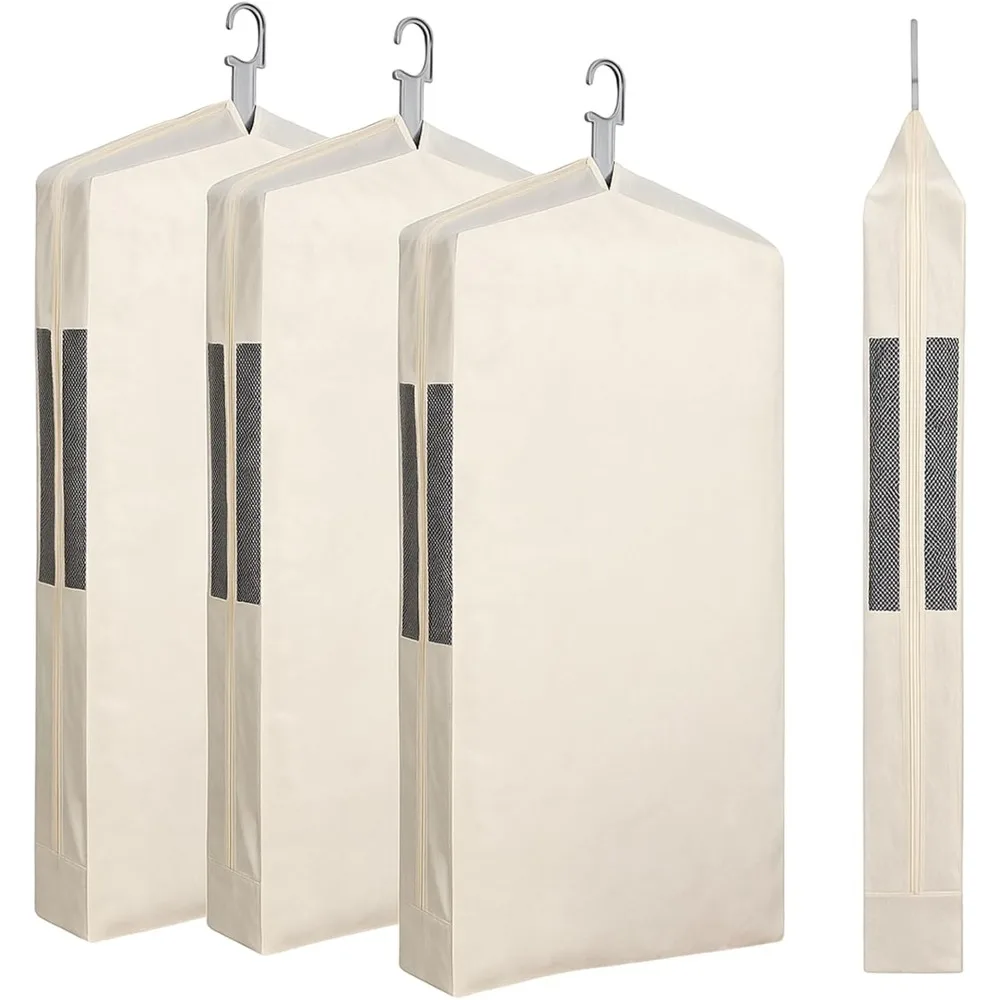 

Cotton Garment Storage Bags - 3 Pack, 24x61 Inch, Breathable Hanging Suit Covers for Clothes
