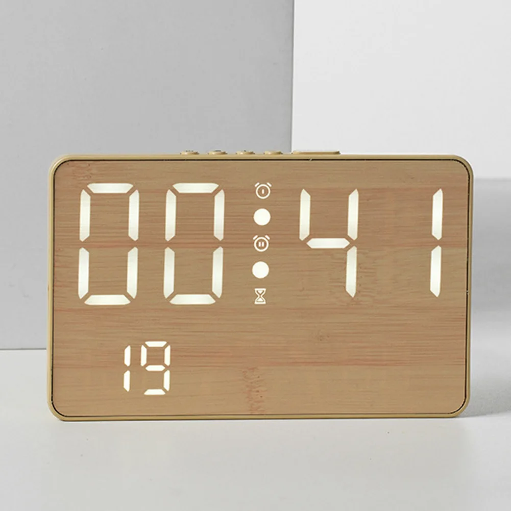 LED Electronic Clock with Temperature Humidity Indicator Large Screen Wall or Table Mount Dual Alarm Function 10x16x3.3cm