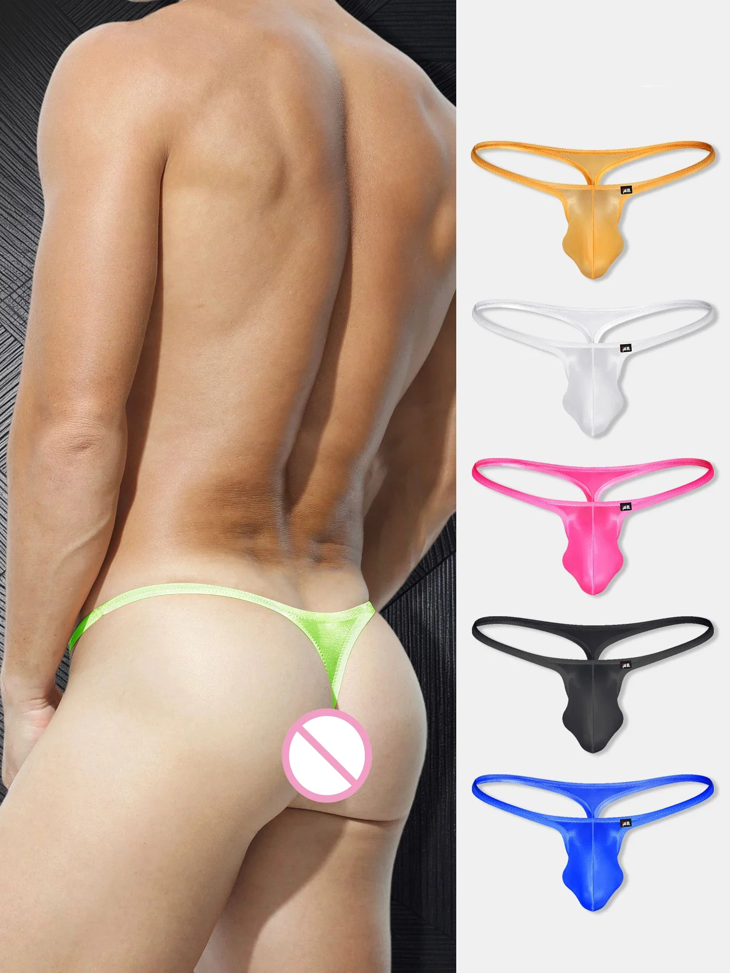 Hot Solid Underwear Men's Thongs Fully Transparent T-pants Ultra-thin Ice Silk Men's Fun Low Waisted Slim Fitting T-pants