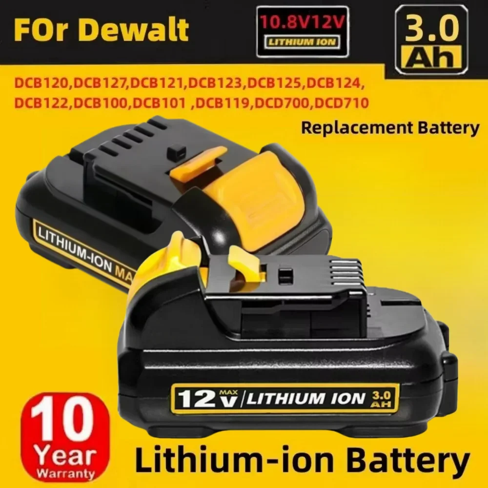 eplacement 1-3Pack 10.8V/12V Battery for Dewalt DCB120 12V 3.0Ah Lithium-ion DCB123 DCB125 DCD710 Power Tools.