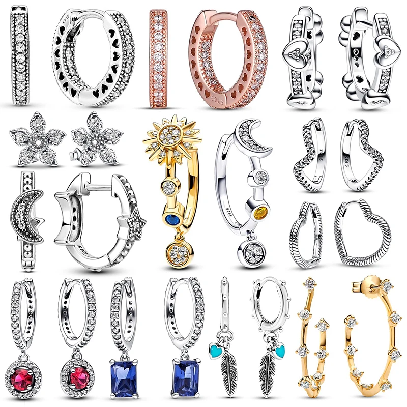 

Лидер продаж серебра 925 пробы, серьги-подвески в форме солнца и луны для женщин, серьги-кольца с цирконием в форме сердца, роскошные ювелирные изделия своими руками, подарок на вечеринку