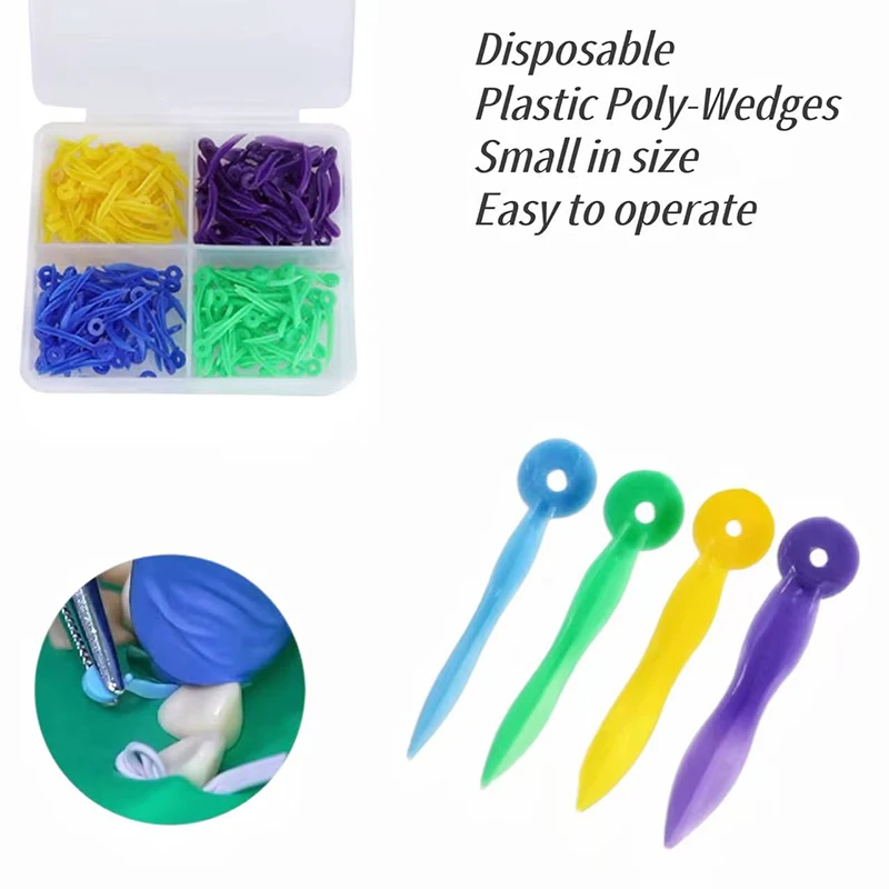 200pcs/Box Disposable Dental Tooth Gap Wedges with End Hole 4 Sizes Plastic Medical Oral Care Accessories for Dentistry Clinic