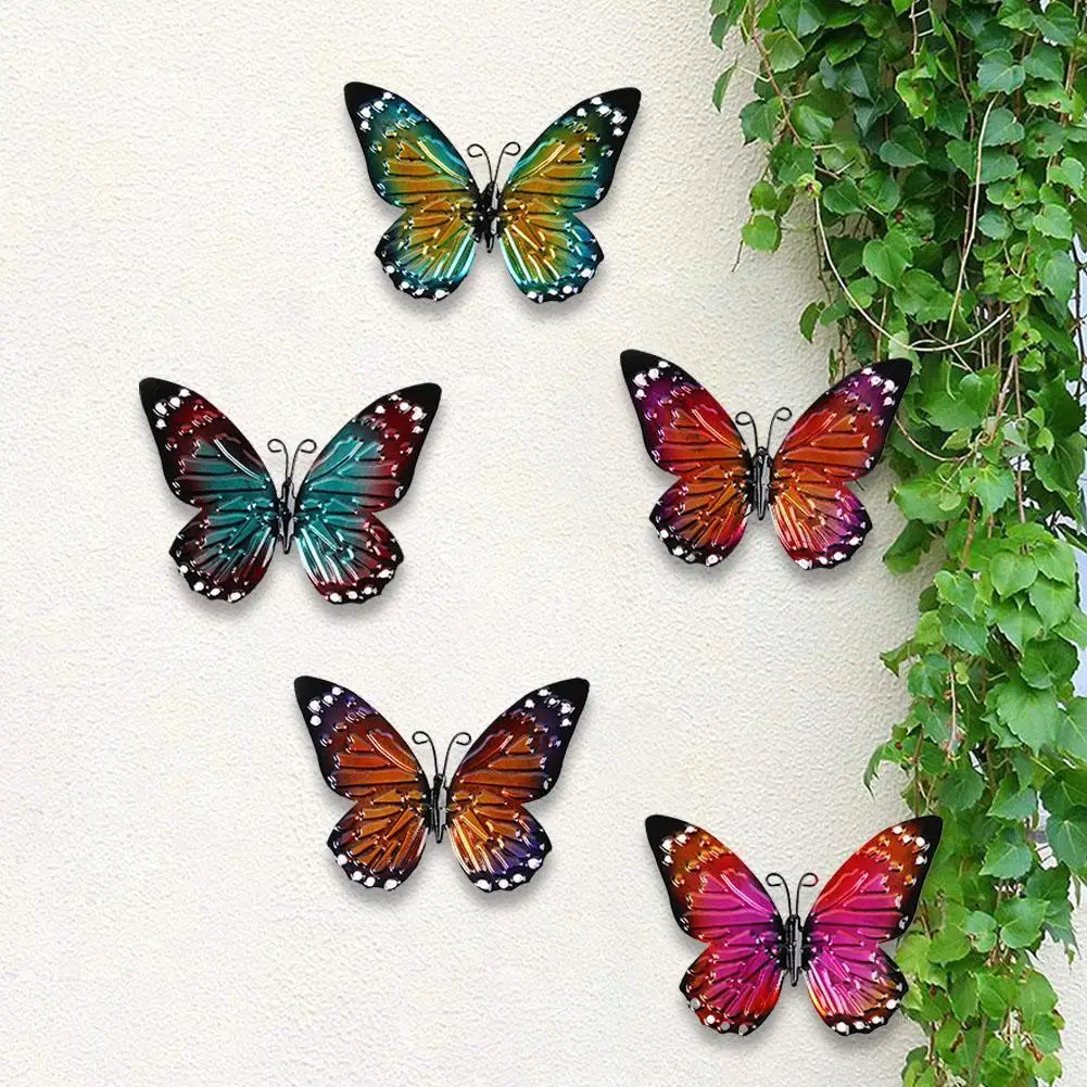 3D Metall Schmetterling Dekor für Outdoor Garten Dekoration Tier Miniaturen Statuen Kunstwerk inspirierende Skulptur Wand Dekor