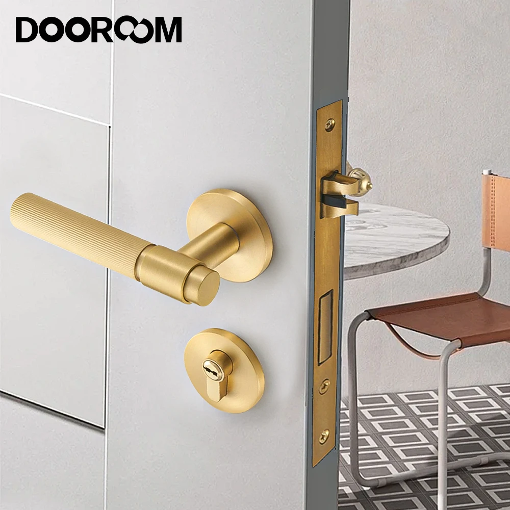 Imagem -04 - Dooroom-solid Wood Door Lock Grupo Cabo de Madeira Split Privacy Pore Listra Interior Quarto Casa Moda