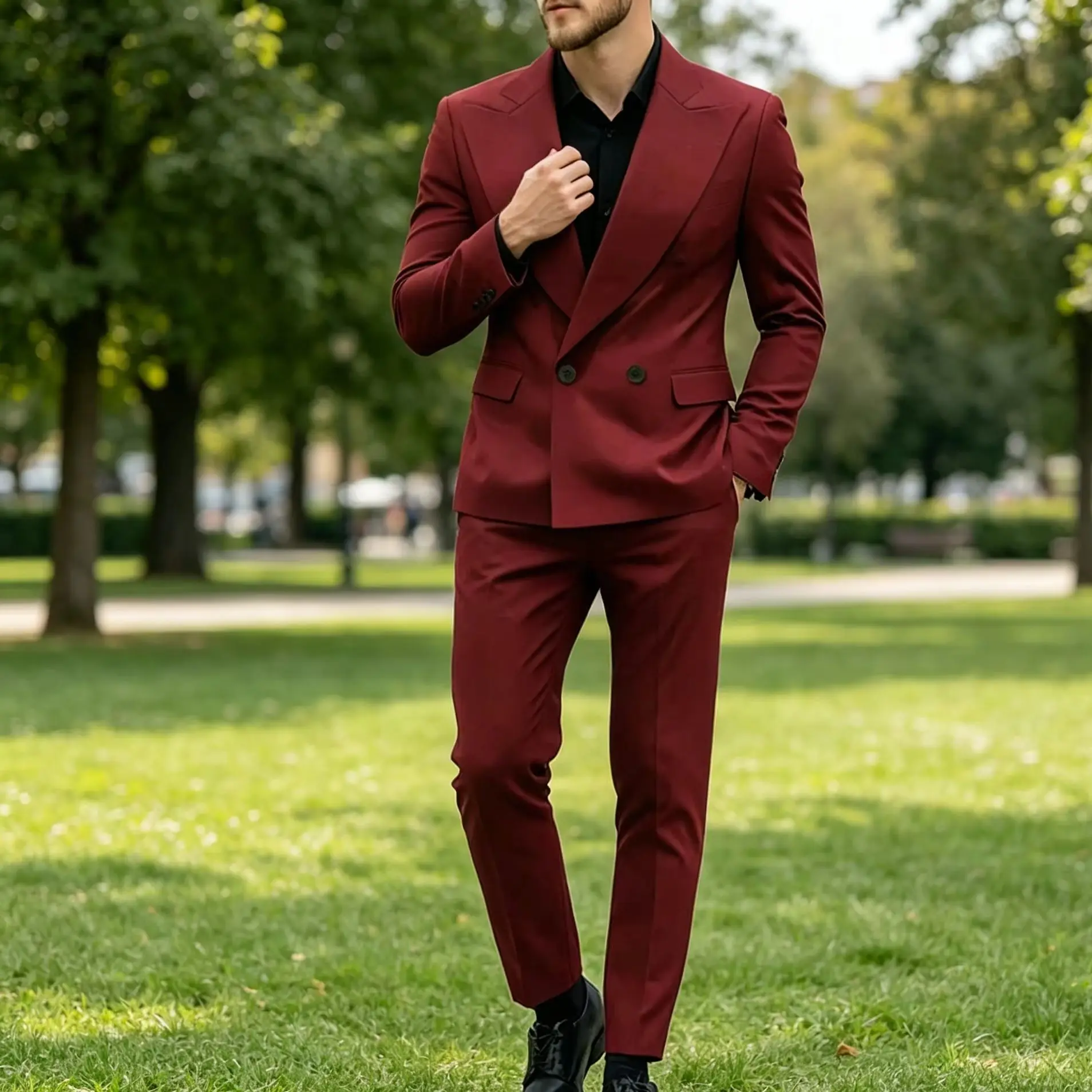 

Fashion Men's Suits Elegant Double Breasted Slim Fit Male Clothing Prom Party Wedding 2 Piece Jacket Pants Sets Blazer