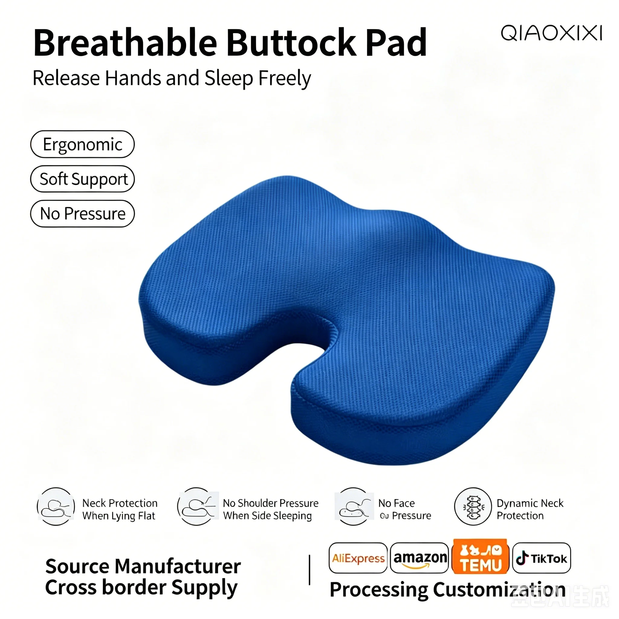 Butterfly Contour 4D Memory Foam Pillow, Ergonomic Cervical Support Orthopedic Bed Pillow for Side Sleepers & Anti-Snoring, Neck