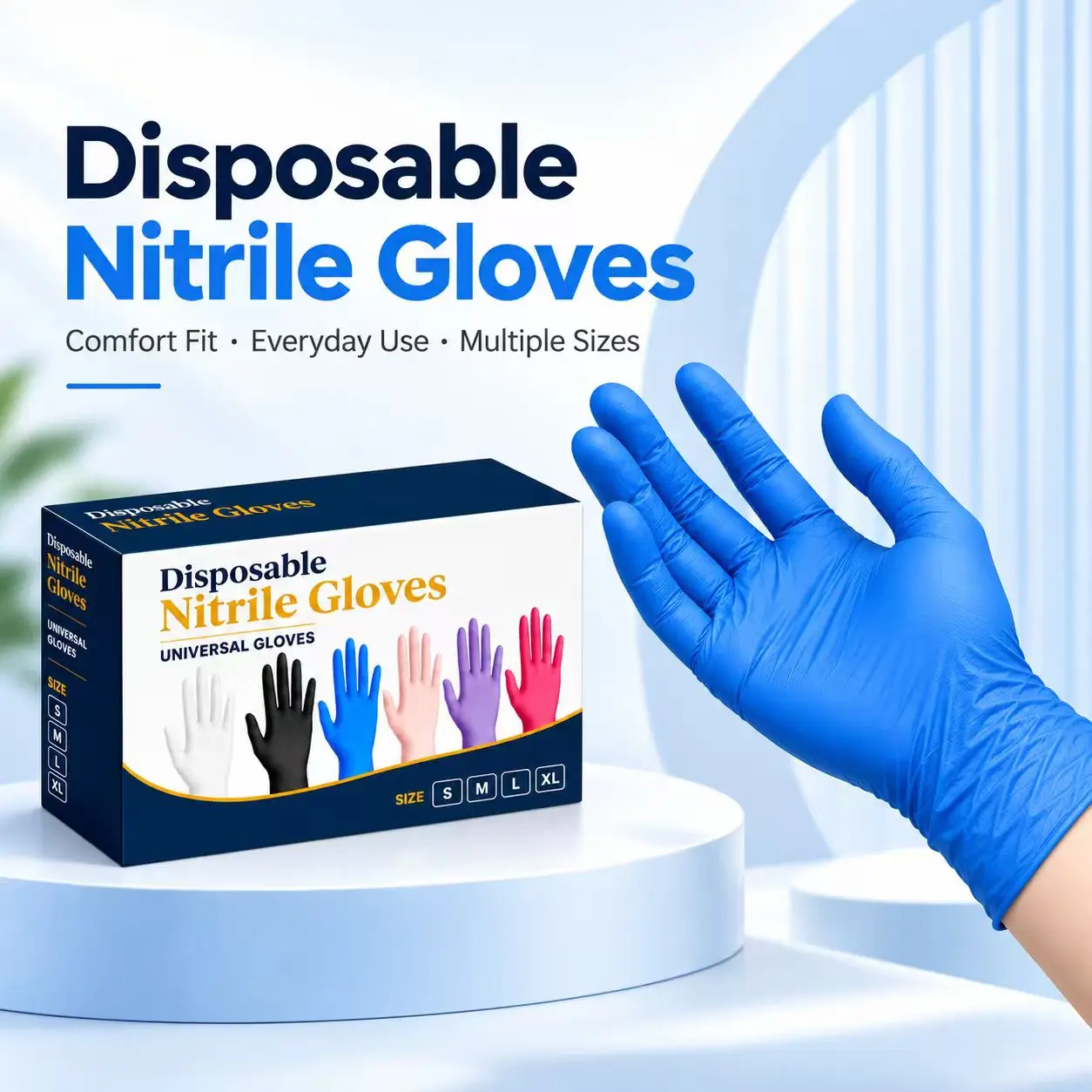 20/50/80PCS Nitrile Gloves Blue Disposable Latex Free Powder Free Nitrile Gloves Food Handling Cooking Kitchen Cleaning Catering