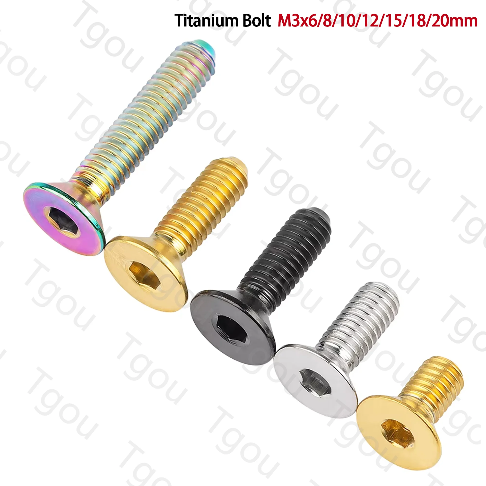 Tgou Titanium Bolt M3x6/8/10/12/15/18/20mm Hex Flat Head Screws for Bicycle