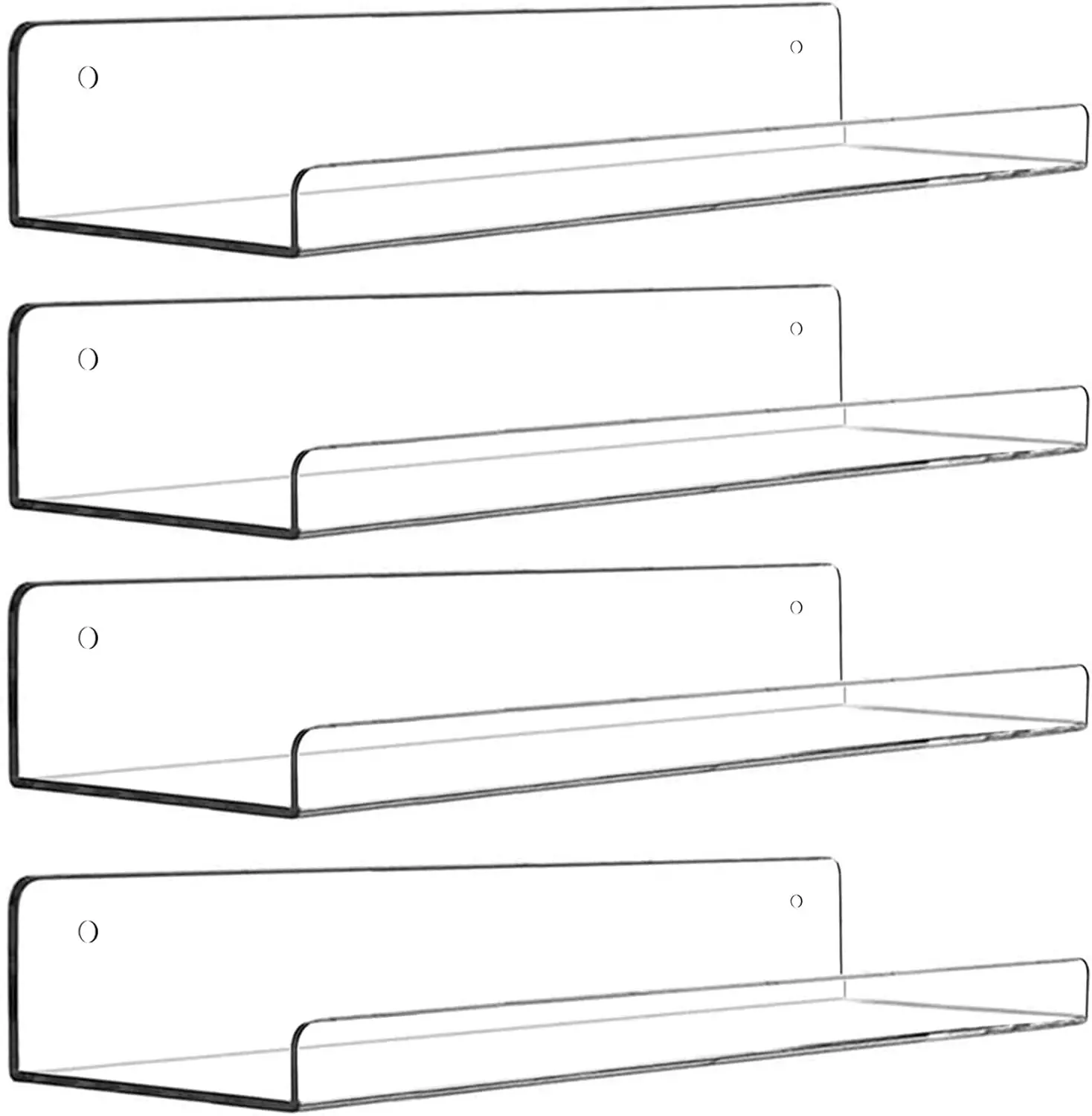 

Акриловая плавающая настенная полка, набор невидимых книжных полок 15 футов, 4 шт., прозрачное хранилище для ванной и детской комнаты