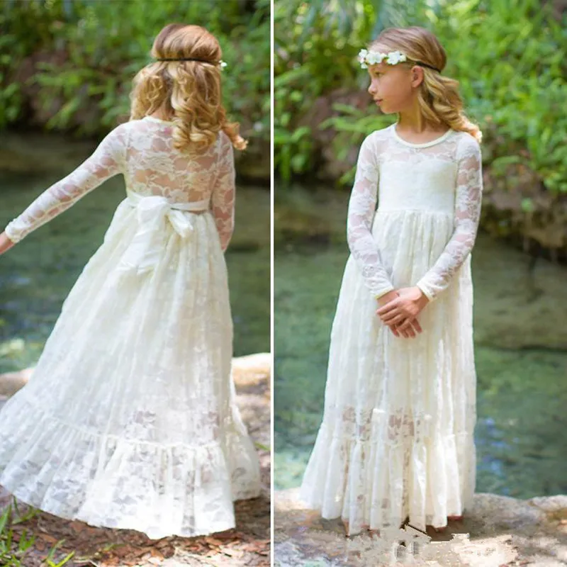 

Pageant Short Sleeve Kids Simple Cheap Princess Gowns White Lace Ball Gown Flower Girl Dresses For Wedding Birthday Party