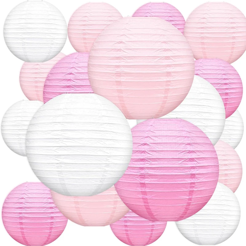 

8” 10”12" Chinese Lanterns for Birthday Wedding Party Decoration Baby Showers Valentine Indoor Outdoor 18pcs Pink Decorative