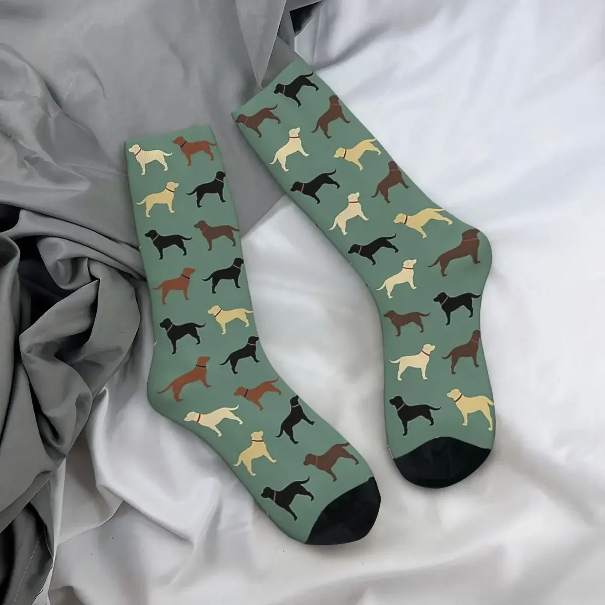 Labrador Retriever Dog Silhouettes Pattern Socks Harajuku High Quality Stockings All Season Long Socks for Man's Woman's Gifts