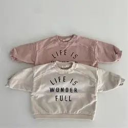 Infant Long Sleeve Sweatshirt Cute Letter Print Baby Casual Sweatshirt Loose Toddler Pullover New Boys Girls Tops Kids Clothes