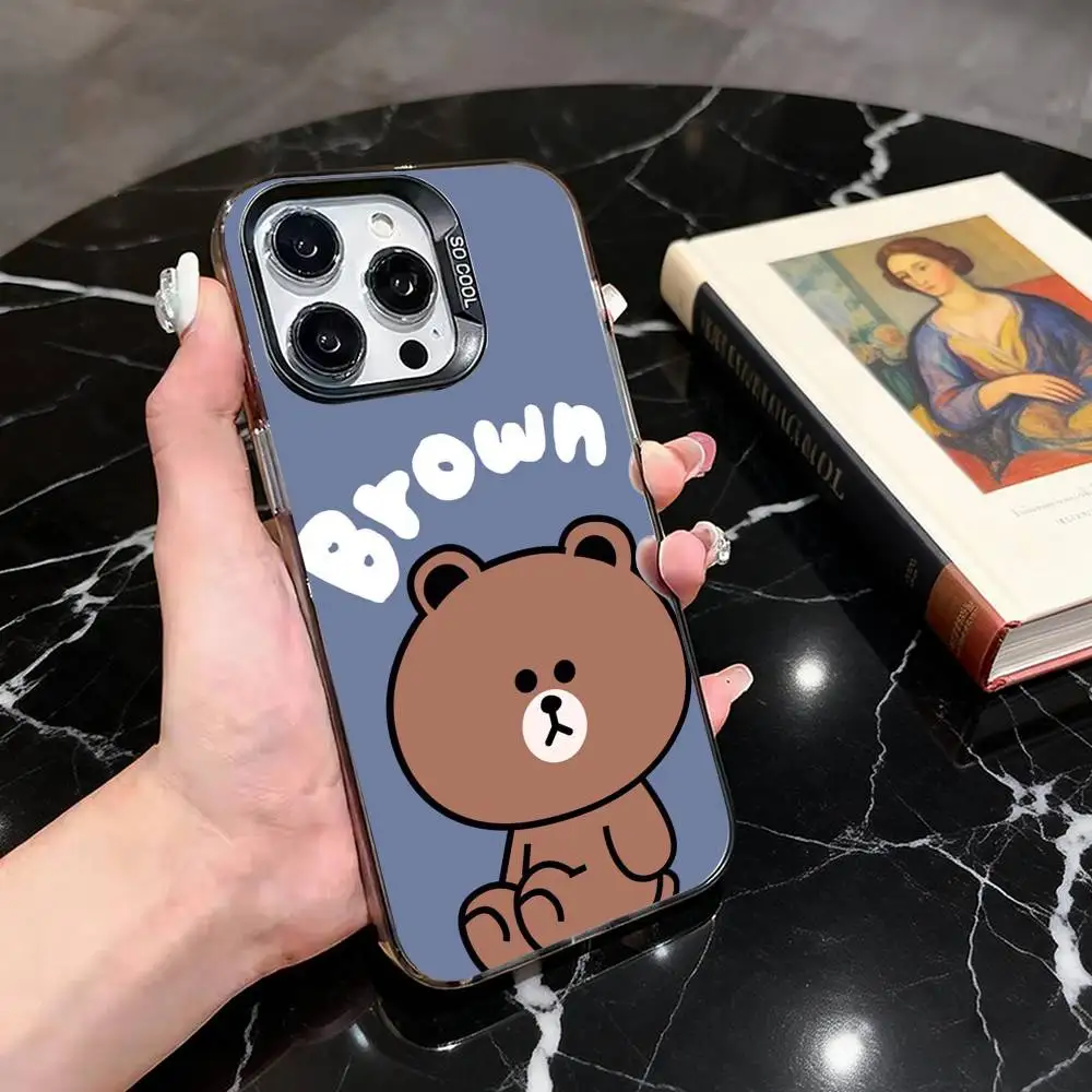 Cute little bear  Phone Case For iPhone 17,16,15,14,13,12,11 Plus,Pro Max,XS,Colored Silver Plated Inside Cover
