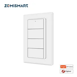 Zemismart Tuya Zigbee 4 Gang Wireless Scene Switch Battery Powered Wall Sticker Custom Linkage Smart Devices Smartthings Control