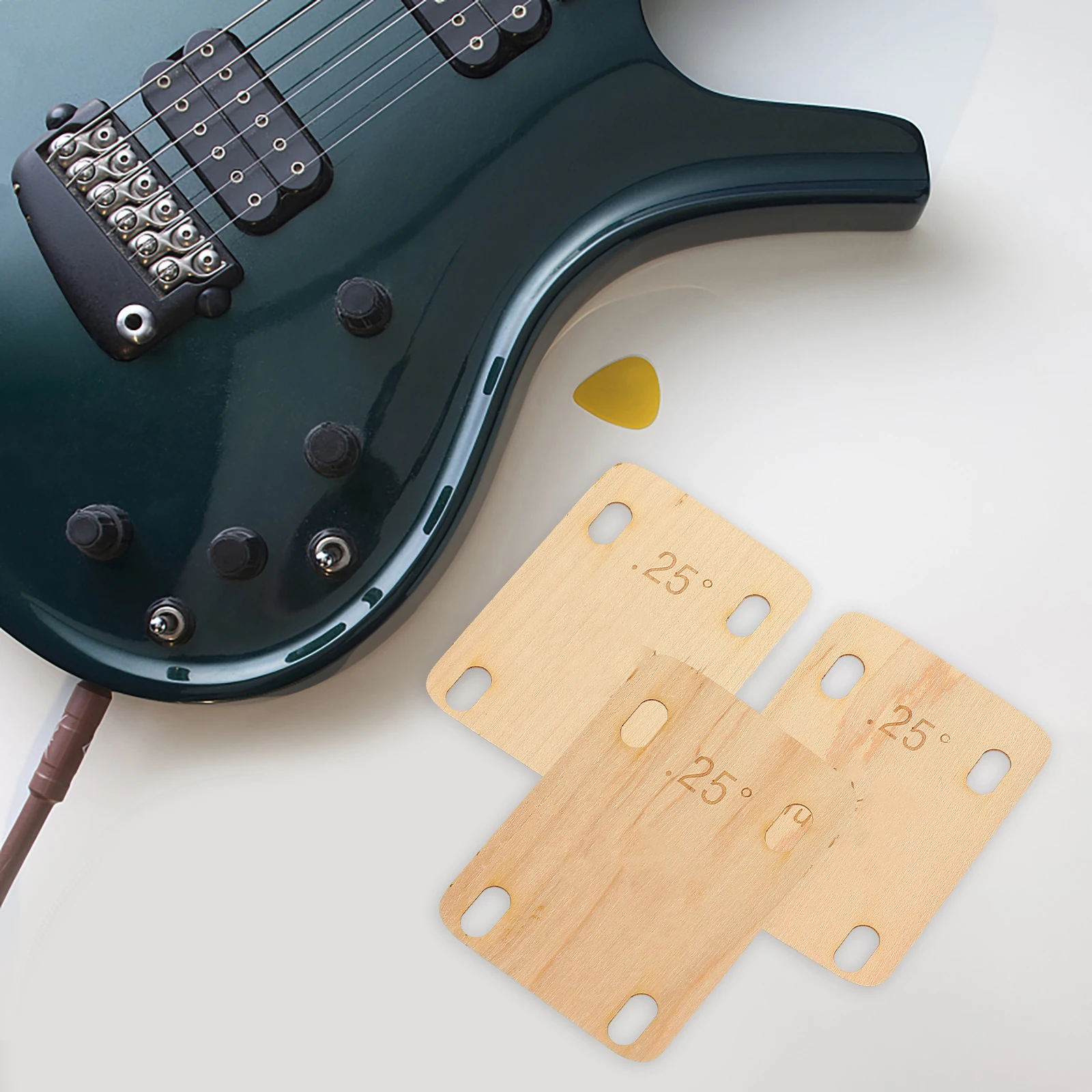 

3pcs Guitar Neck Shims 0.25° Wooden For Bass Guitar Replacement Repair Parts Hard Smooth Wood Shim Plate Angle Adjustment Tool