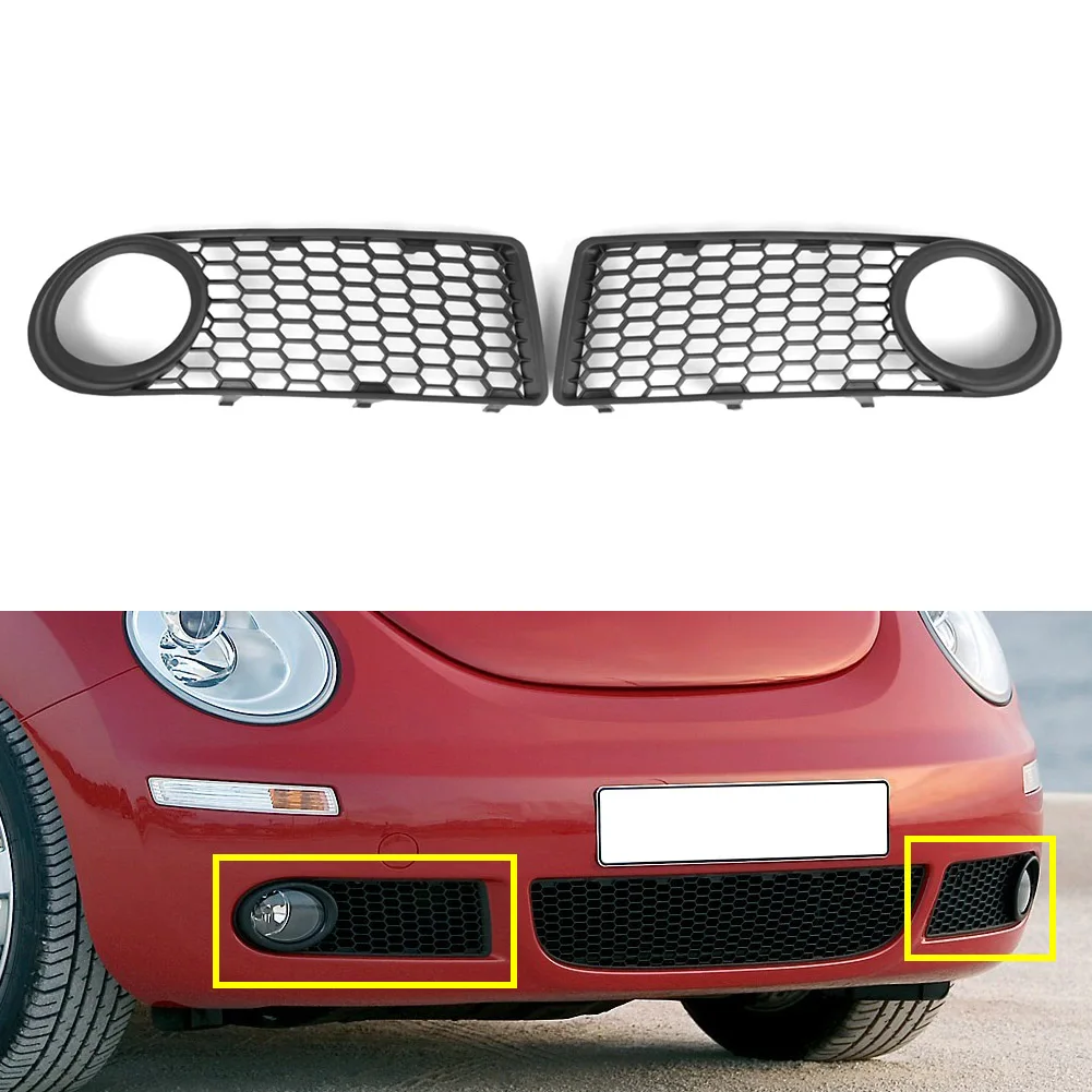 2x Car Honeycomb Front Bumper Fog Lamp Grille w/ Light Hole For VW Beetle 2005 2006 2007 2008 2009 2010 1C0807684B01C VW1039151