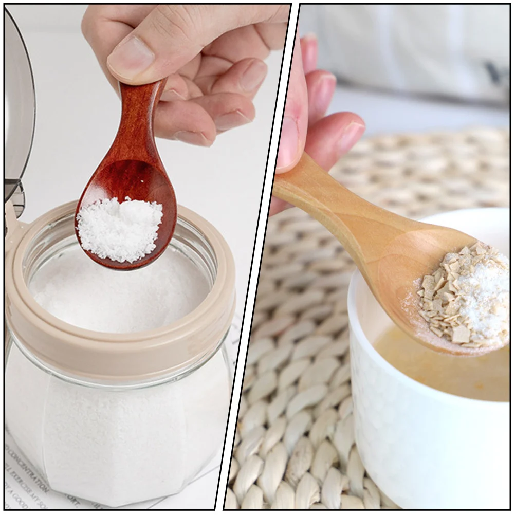 

8Pcs Ice Cream Spoons Wooden Small Portable Condiment Spoons for Milk Powder Tea Coffee Camping Hiking Outdoor