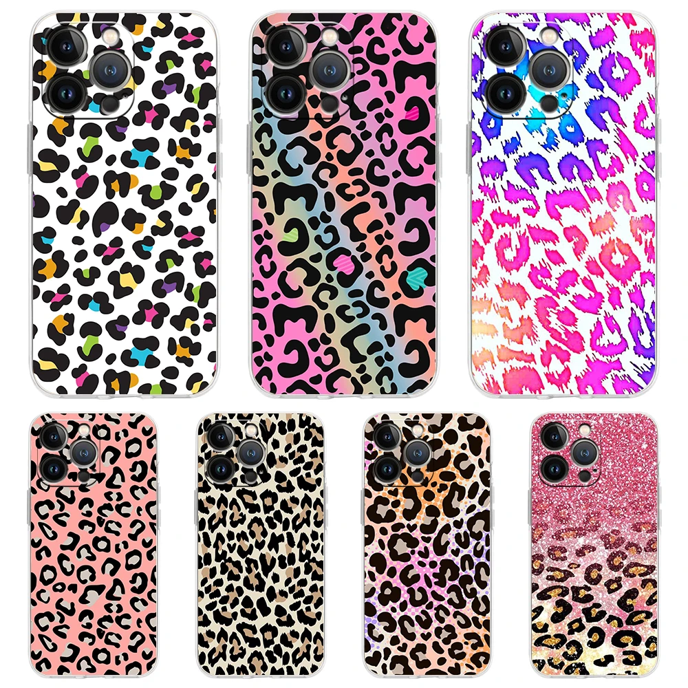 Tiger Leopard Print Panther Transparent Phone Case Cover for iPhone 16 15 14 13 12 11 Pro Max XR 8 7 Plus XS Max Shockproof Bags