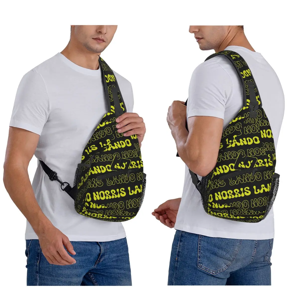 

L-Lando-S N-Norris-S LN Helmet Color Inspired Pattern Chest Bag Men Sling Crossbody Backpack Chest Bag Daypack Shoulder Bag