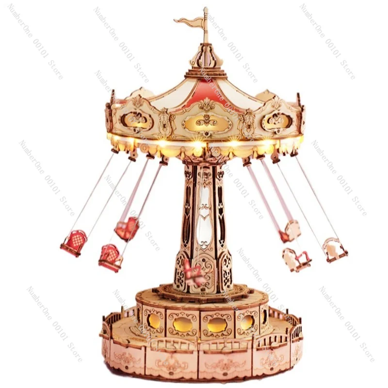 Ferris Wheel Music Box DIY 3D Wooden Puzzle Building Model Kit Mechanical Rotating Romantic Handmade Valentine Gift Girlfriend