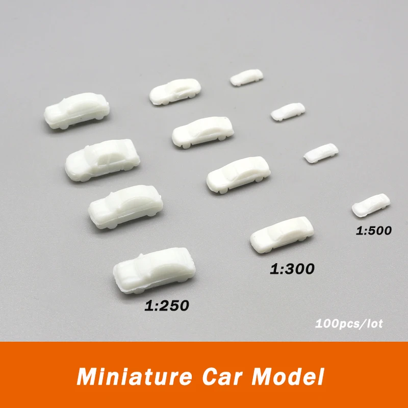 100pcs 1:250 1:300 1:500 Miniature Car Model DIY ABS Plastic Unpainted Toys Architecture Building Materials for Diorama