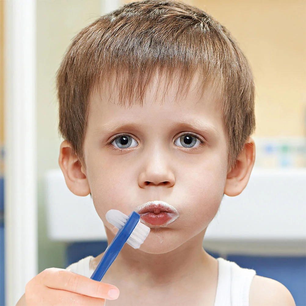 2Pcs Denture Toothbrush Comfortable Grip Portable Double Head Brush Small Angled Bristles Clean Partial Semi Full Dentures