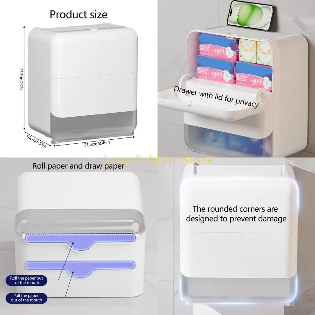 

L74C Bathroom Wall Mount Toilet Paper Dispenser With Visible Paper Level Check Moisture Proof