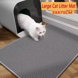 Esterilla impermeable de doble capa para arena de gatos, caja de arena para mascotas, fácil de limpiar, antideslizante, filtro de lavabo, suministros de limpieza para perros y gatitos