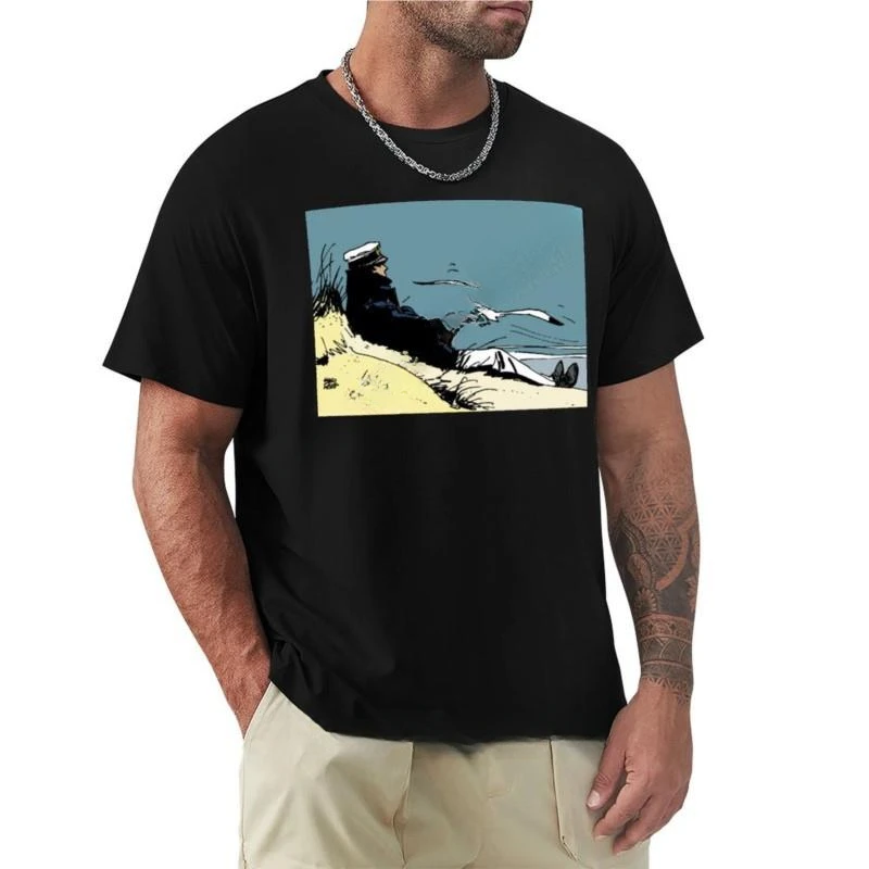 Corto Maltese on the shore T-Shirt custom t shirts design your own Short t-shirt o neck shirt Men's t-shirts Summer fashion New